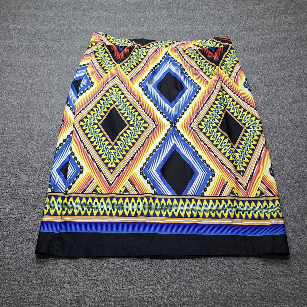 Sunny Leigh Geometric Skirt Womens XL Multi-Color Excellent Tribal Print Midi
